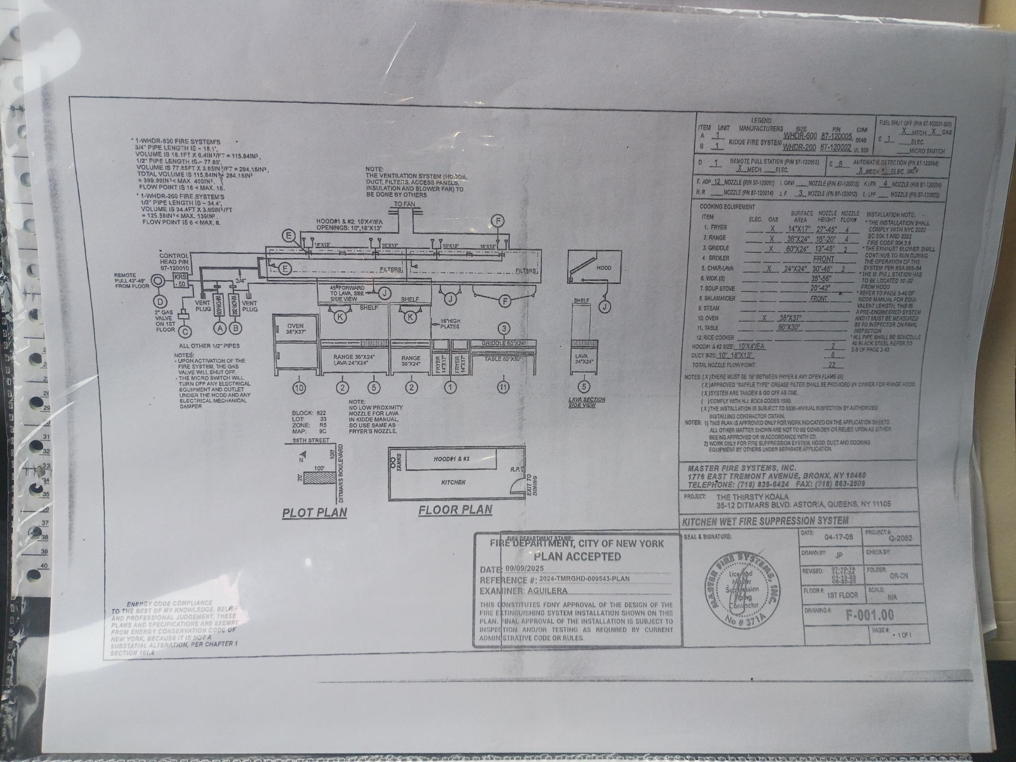 NYC Commercial Kitchen Fire Systems Plans & FDNY Approval 11