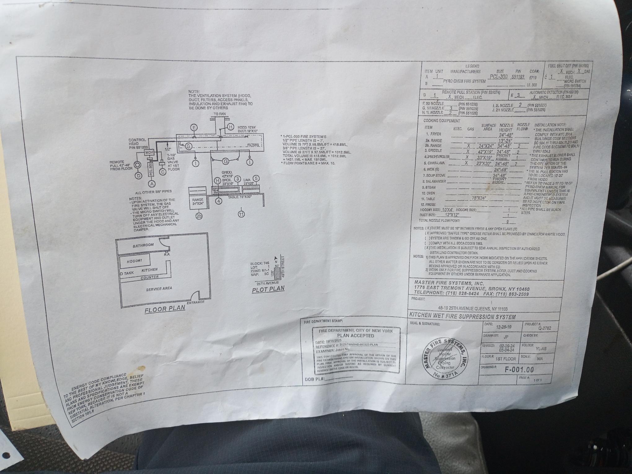 NYC Commercial Kitchen Fire Systems Plans & FDNY Approval 9